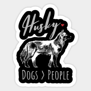 Husky Dogs over People Sticker